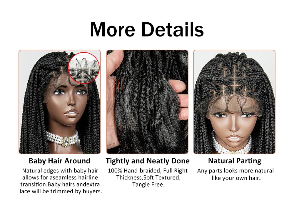 Lace Front Synthetic Cornrow Braids Wig Wavy Ends 9x6 Lace Long Cornrow Braided Wig Knotless Afro Braiding Hair Wavy Ends Wig