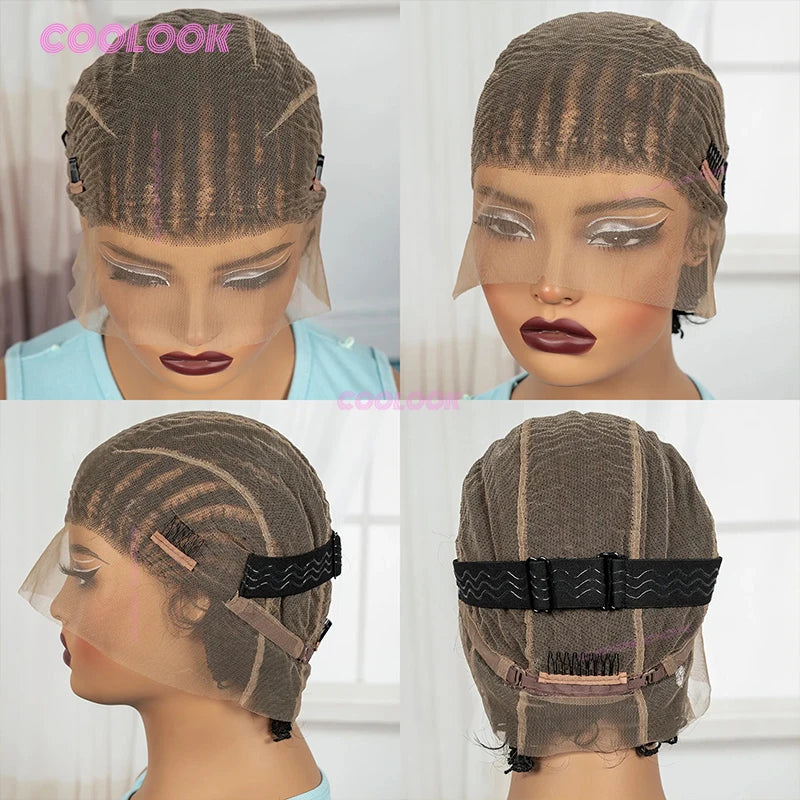 8 Inch Braided Wigs Synthetic Cornrow Full Lace Braided Wig Unisex Short Bob Style