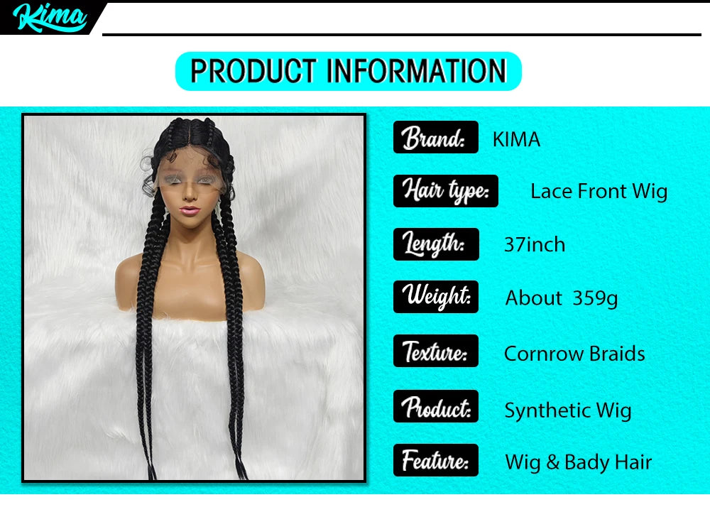 Synthetic Lace Cornrow Box Braids Wig Braided Wigs Burgundy Hair Wig For Black Women American African Wig