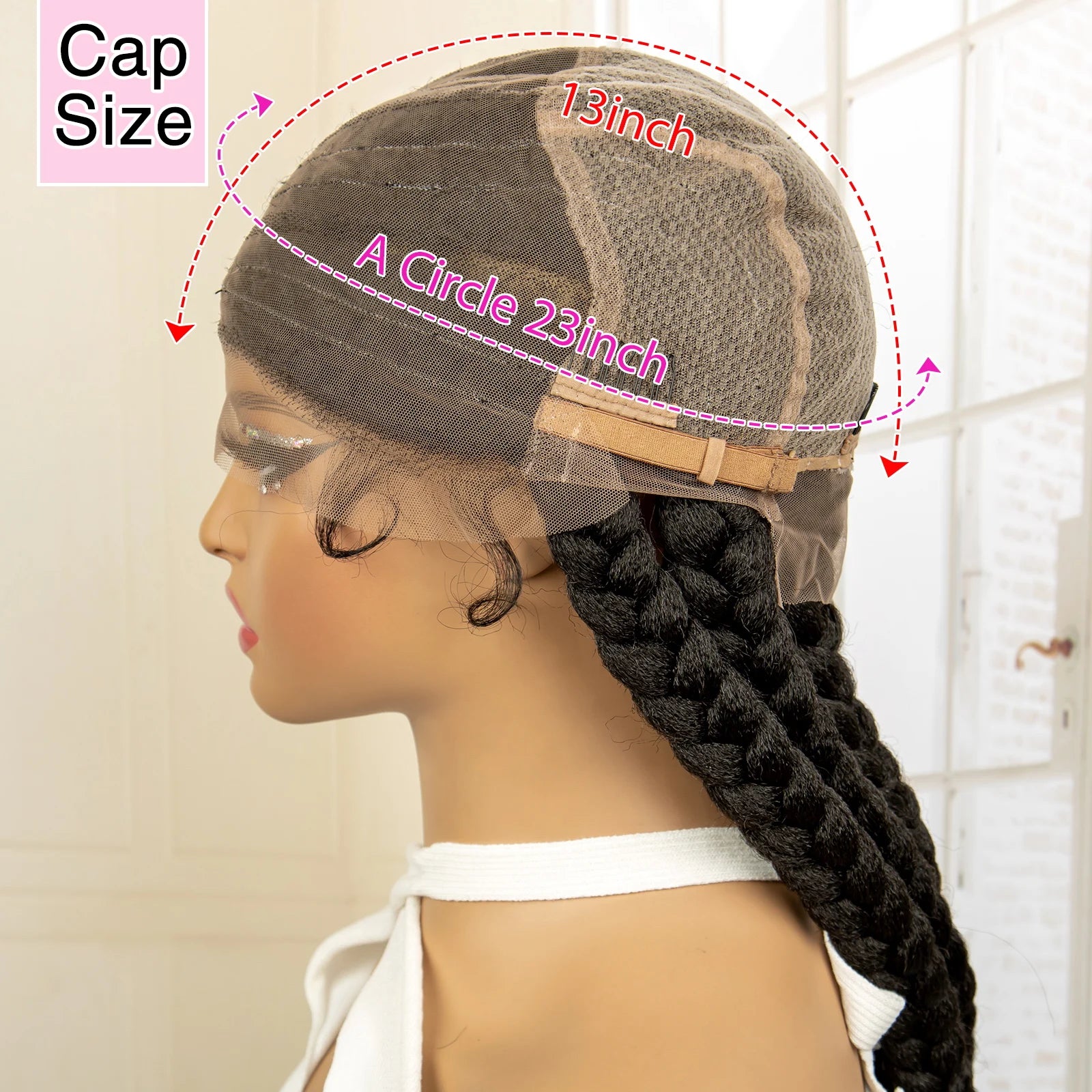 36 inches Synthetic Full Lace Wig for Black Women Braided Wig Lace Frontal Box Braids Wig Women Synthetic Braided