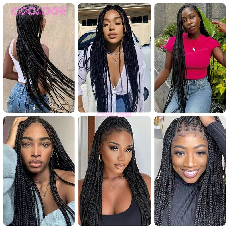 36" Cornrow Braids Lace Wigs Synthetic Full Lace Braided Wigs For Women Knotless Box Braid Wig Braided Wigs