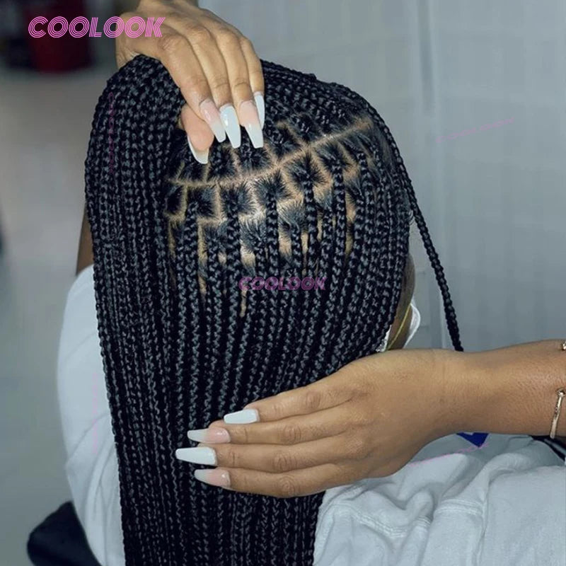 36" Cornrow Braids Lace Wigs Synthetic Full Lace Braided Wigs For Women Knotless Box Braid Wig Braided Wigs