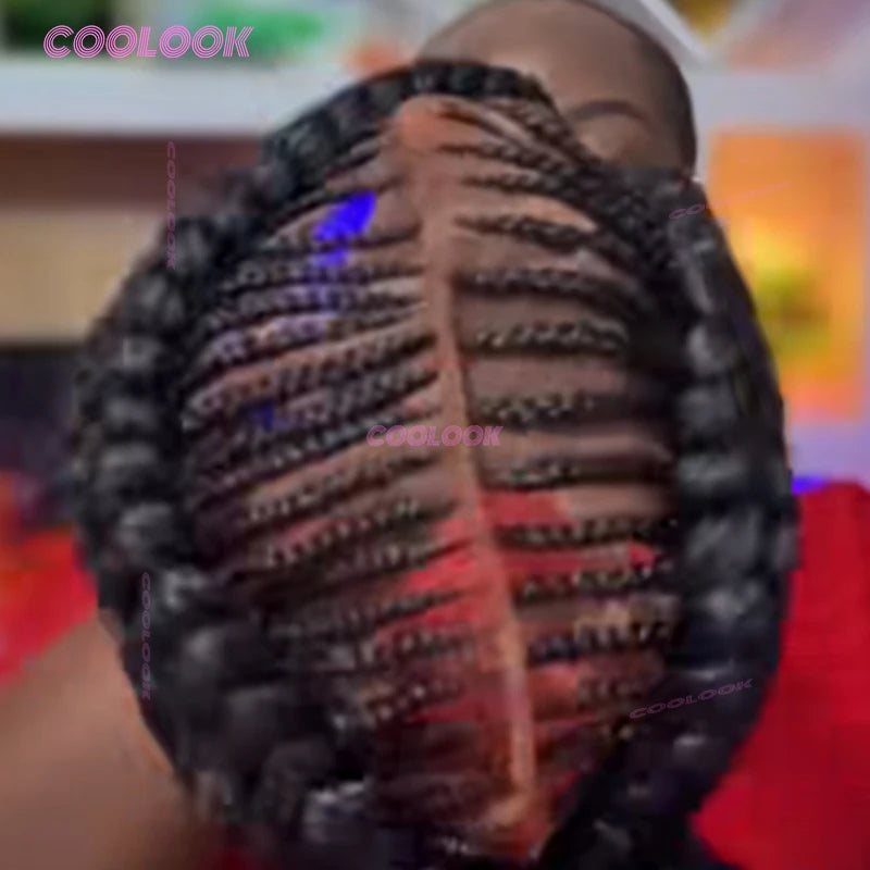 Synthetic Braided Wigs Glueless Cornrow Braided Bun Wig Full Lace Wig Braid African Wigs For Women