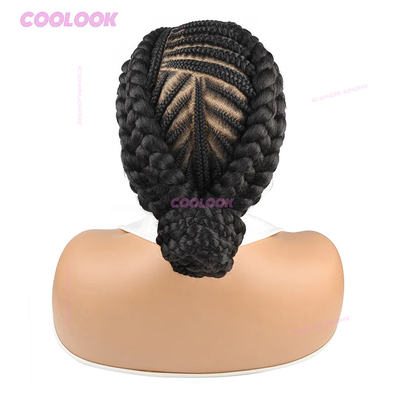 Synthetic Braided Wigs Glueless Cornrow Braided Bun Wig Full Lace Wig Braid African Wigs For Women