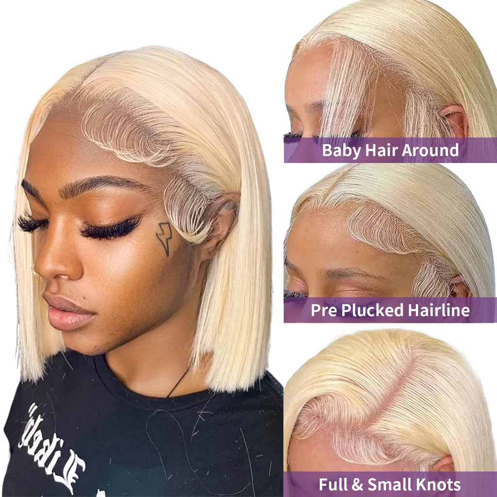 Human Hair Wig Grey Bob Wigs 200% 13x4 HD Transparent Ginger Orange Lace Front Bob Blunt Cut Straight Colored Wigs Pre Plucked