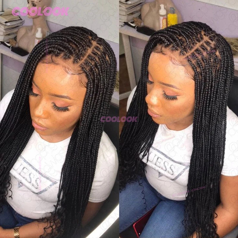 36" Cornrow Braids Lace Wigs Synthetic Full Lace Braided Wigs For Women Knotless Box Braid Wig Braided Wigs