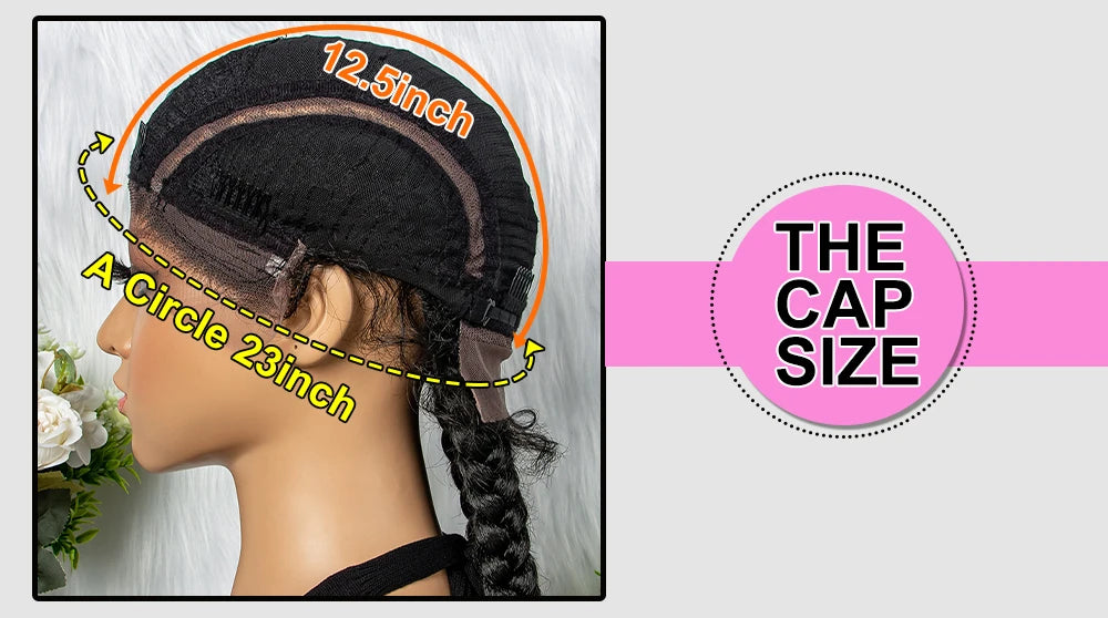 32 inches Large Four Braid Lace Wig for Black Women Braided Wig  Full Lace Box Braids Wig Women Synthetic Braided