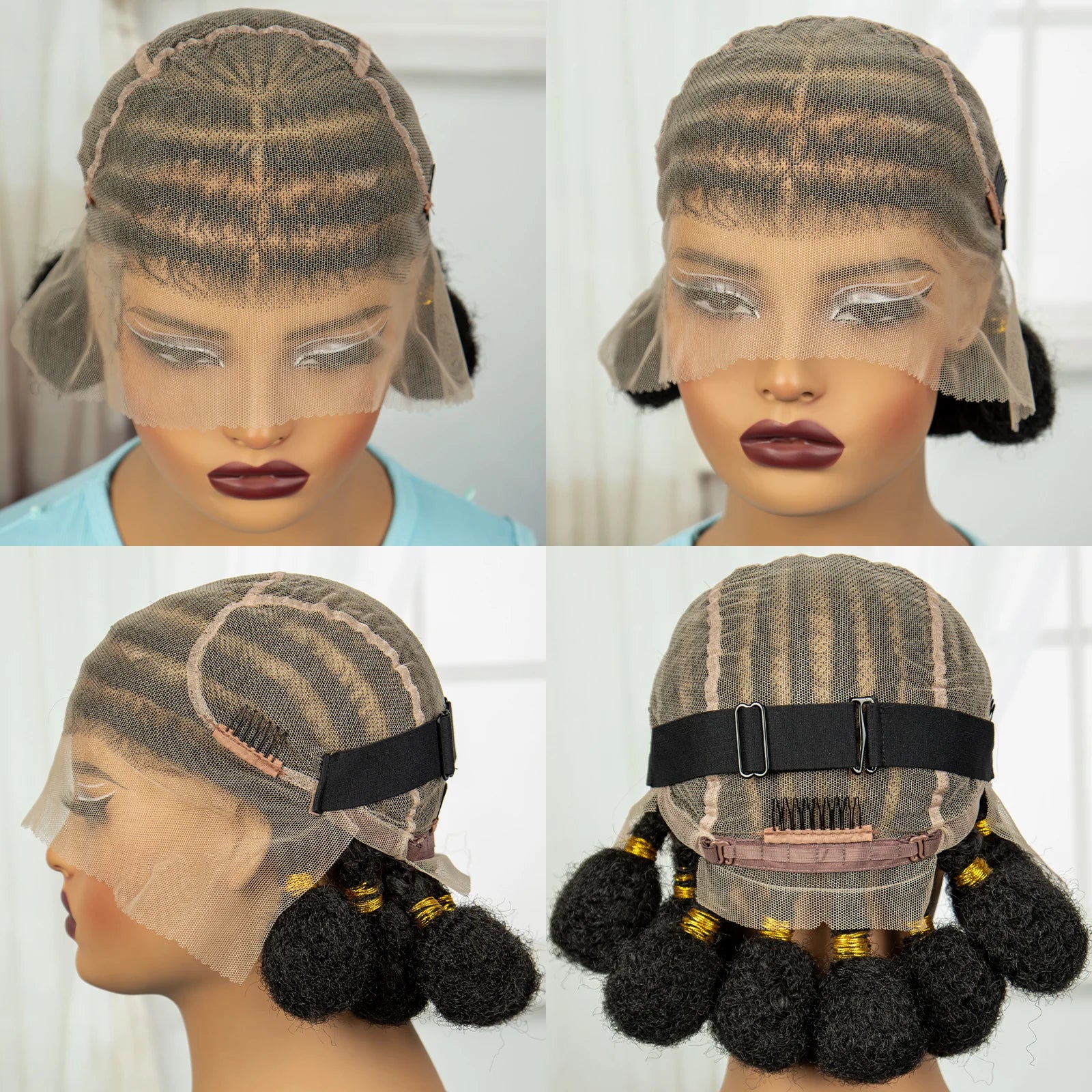 10Inch Short Natural Cornrow Braided Wigs with Baby Hair Synthetic Transparent Full Lace Handmade Bantu Braids Wigs for Women