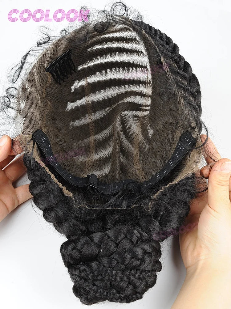 Synthetic Braided Wigs Glueless Cornrow Braided Bun Wig Full Lace Wig Braid African Wigs For Women