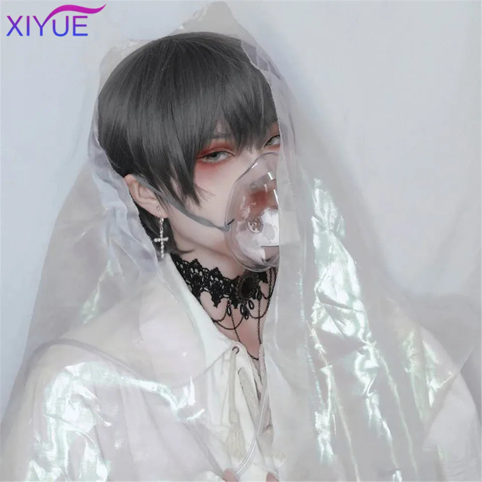 Short Synthetic Men's Breathable Wig Brown Men Boy Short Straight Cosplay Men Party Black Heat Resistant Synthetic Hair Wig