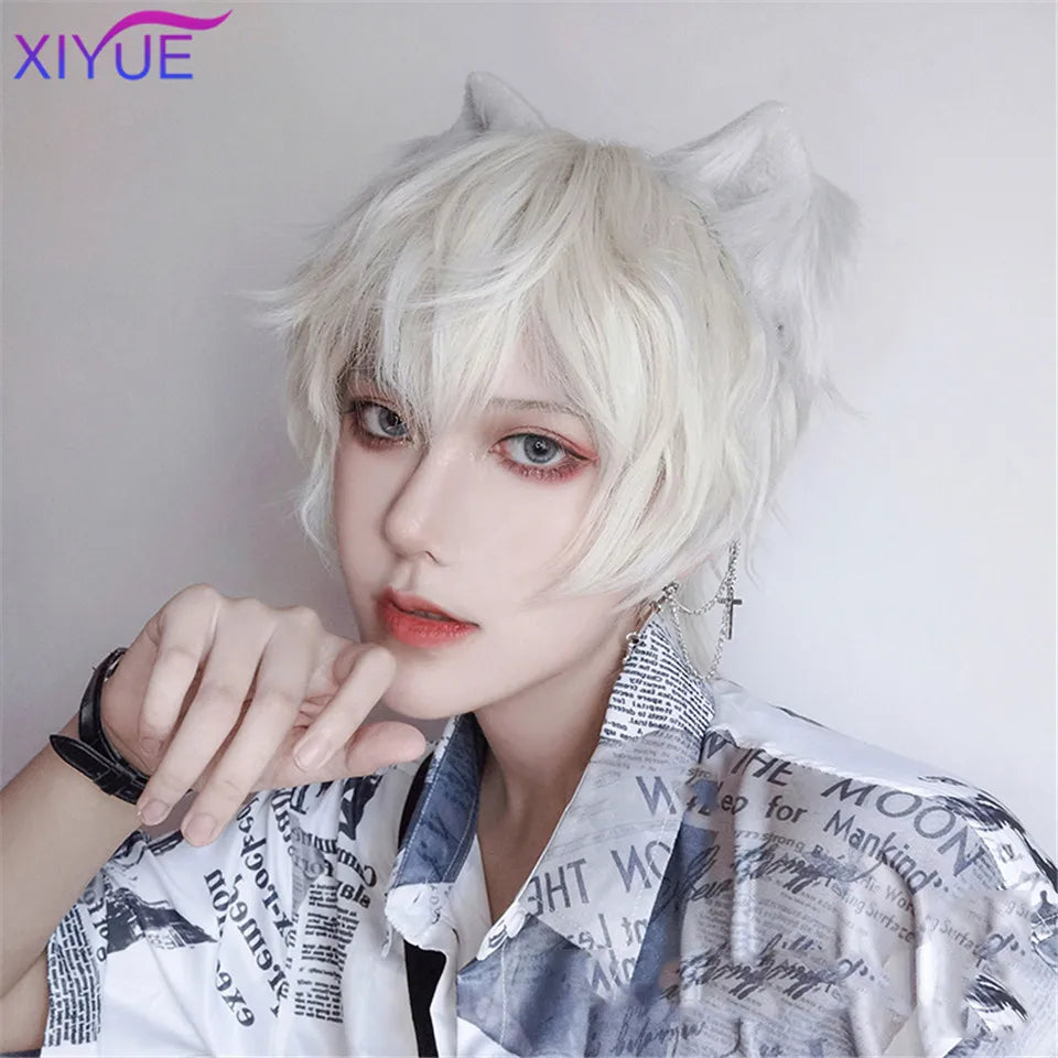 Short Synthetic Men's Breathable Wig Brown Men Boy Short Straight Cosplay Men Party Black Heat Resistant Synthetic Hair Wig