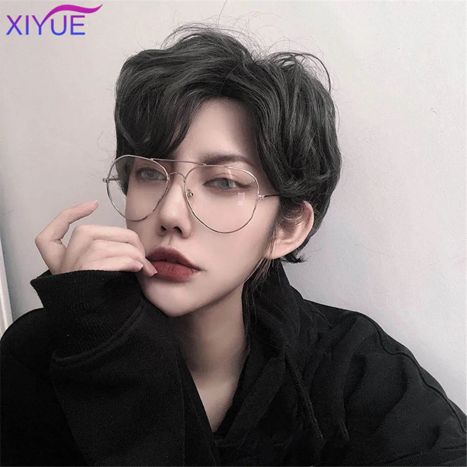 Short Synthetic Men's Breathable Wig Brown Men Boy Short Straight Cosplay Men Party Black Heat Resistant Synthetic Hair Wig