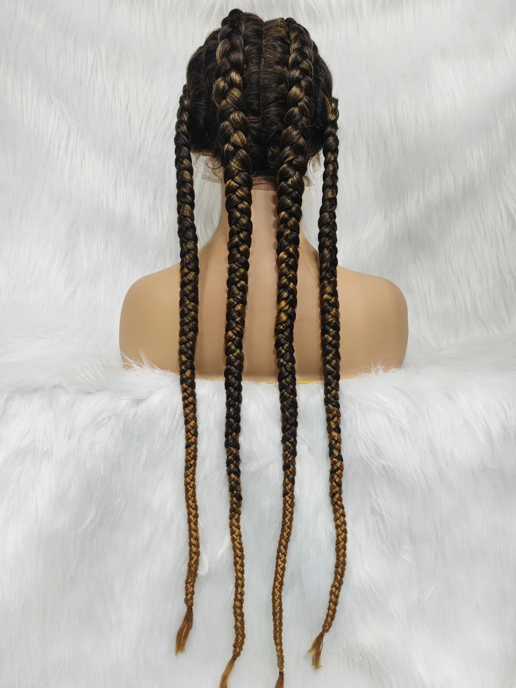 Synthetic Lace Cornrow Box Braids Wig Braided Wigs Burgundy Hair Wig For Black Women American African Wig