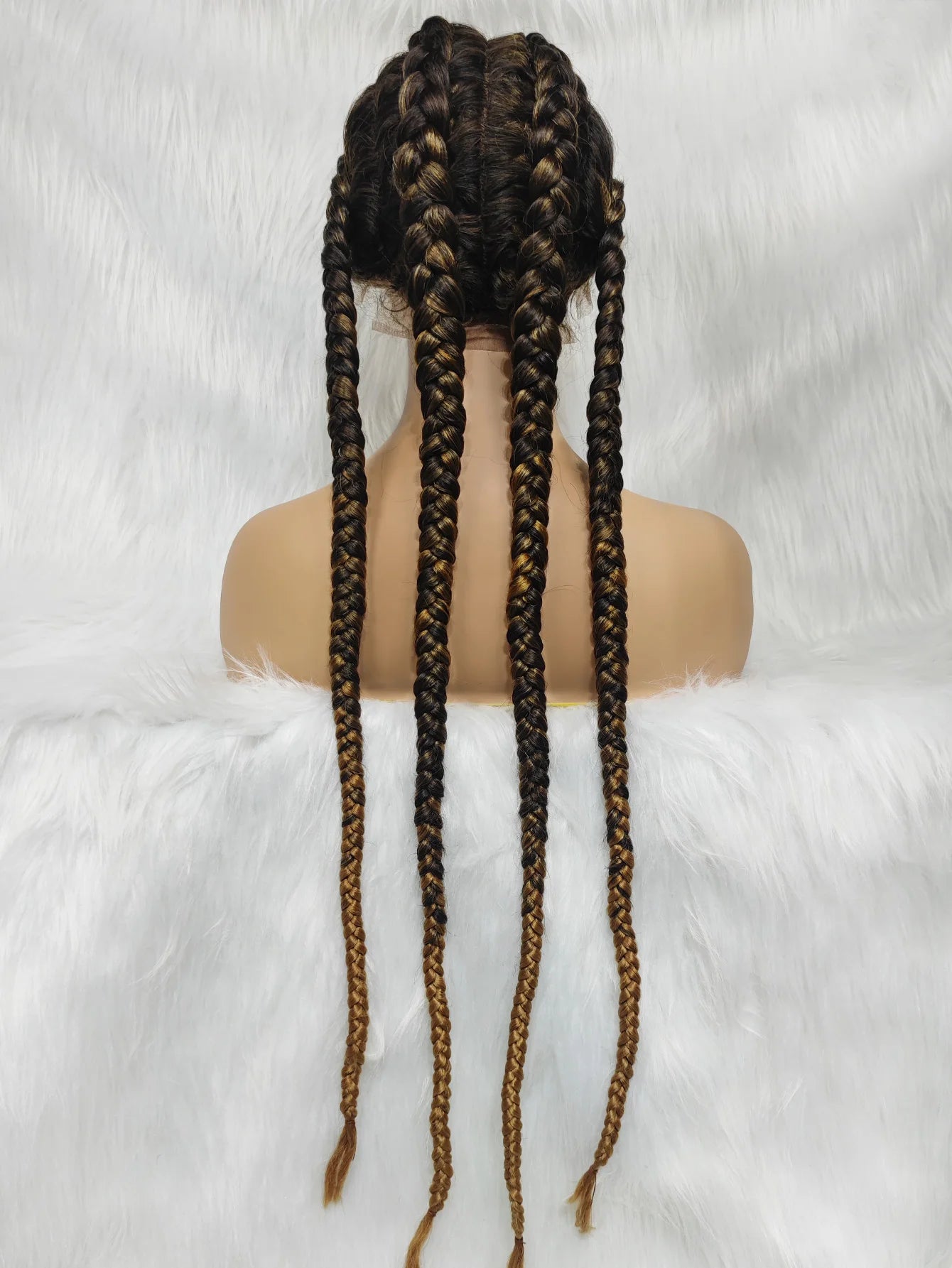 Synthetic Lace Cornrow Box Braids Wig Braided Wigs Burgundy Hair Wig For Black Women American African Wig