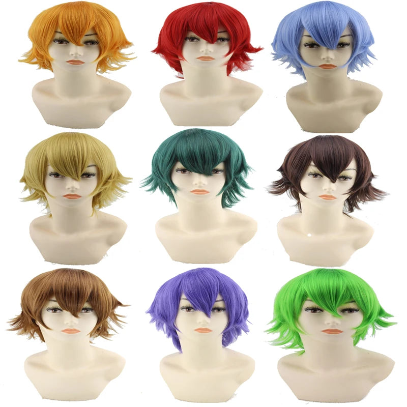 Male Wigs Synthetic Hair Wigs For Men Wig Green Short Wig Cosplay Red Pink Black White Orange Light Purple Blue Brown Straight