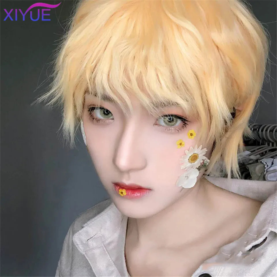 Short Synthetic Men's Breathable Wig Brown Men Boy Short Straight Cosplay Men Party Black Heat Resistant Synthetic Hair Wig
