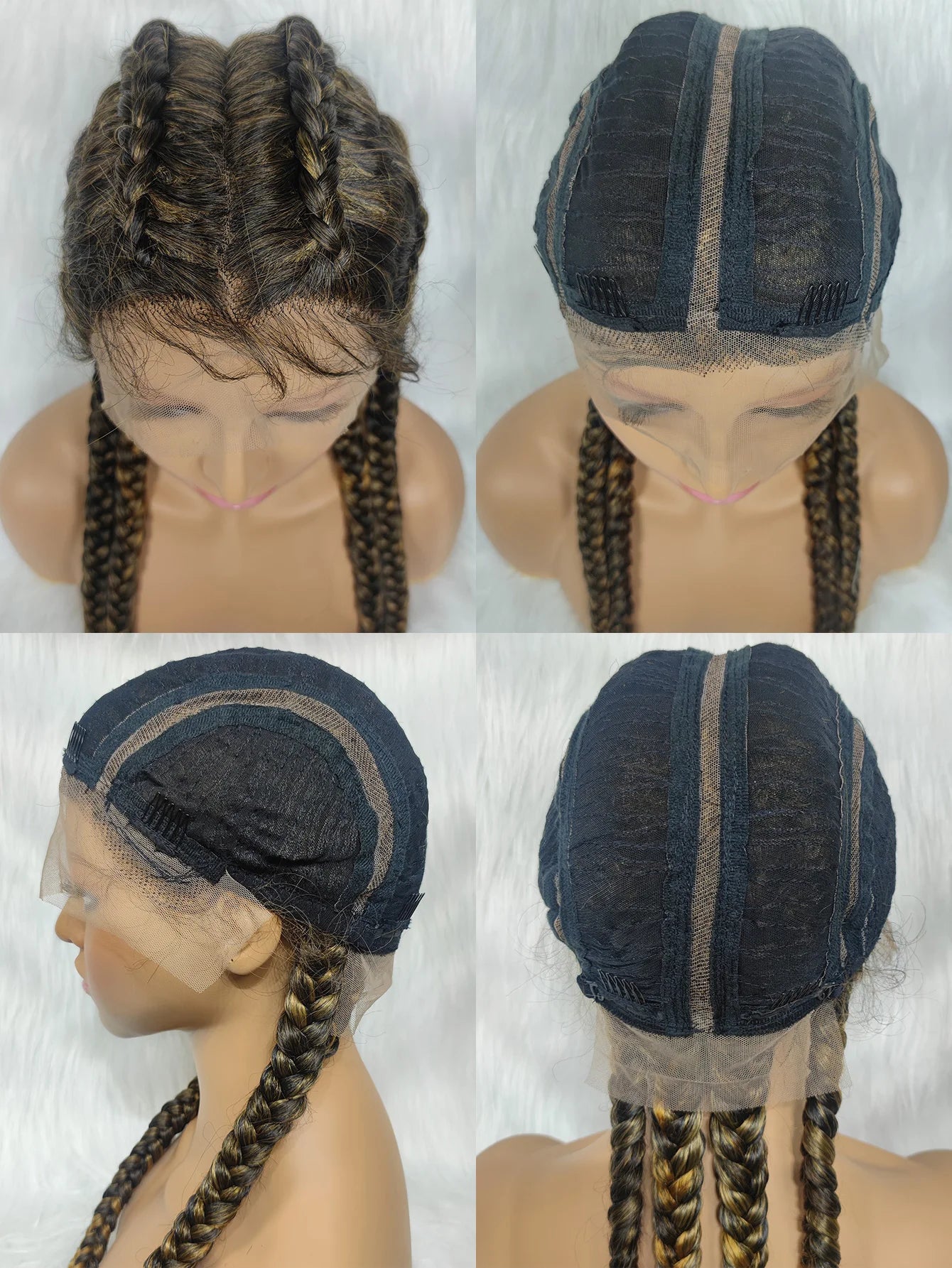 Synthetic Lace Cornrow Box Braids Wig Braided Wigs Burgundy Hair Wig For Black Women American African Wig