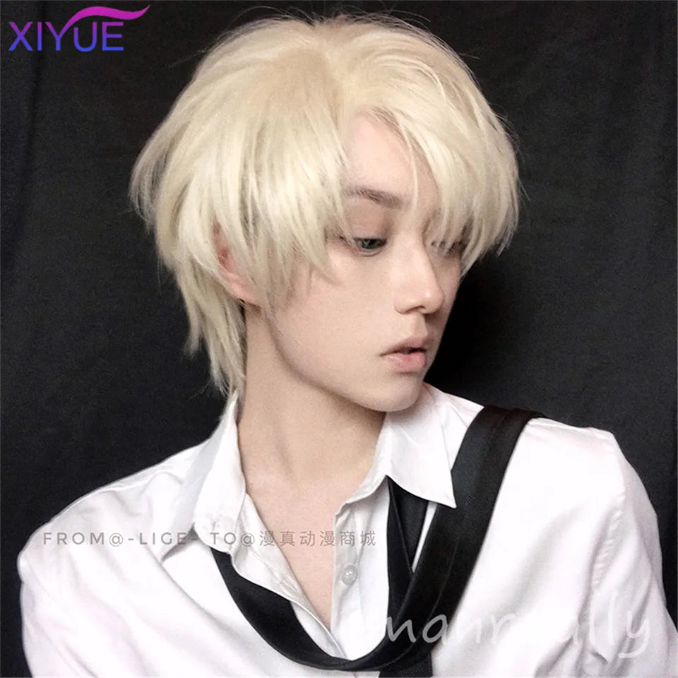 Short Synthetic Men's Breathable Wig Brown Men Boy Short Straight Cosplay Men Party Black Heat Resistant Synthetic Hair Wig