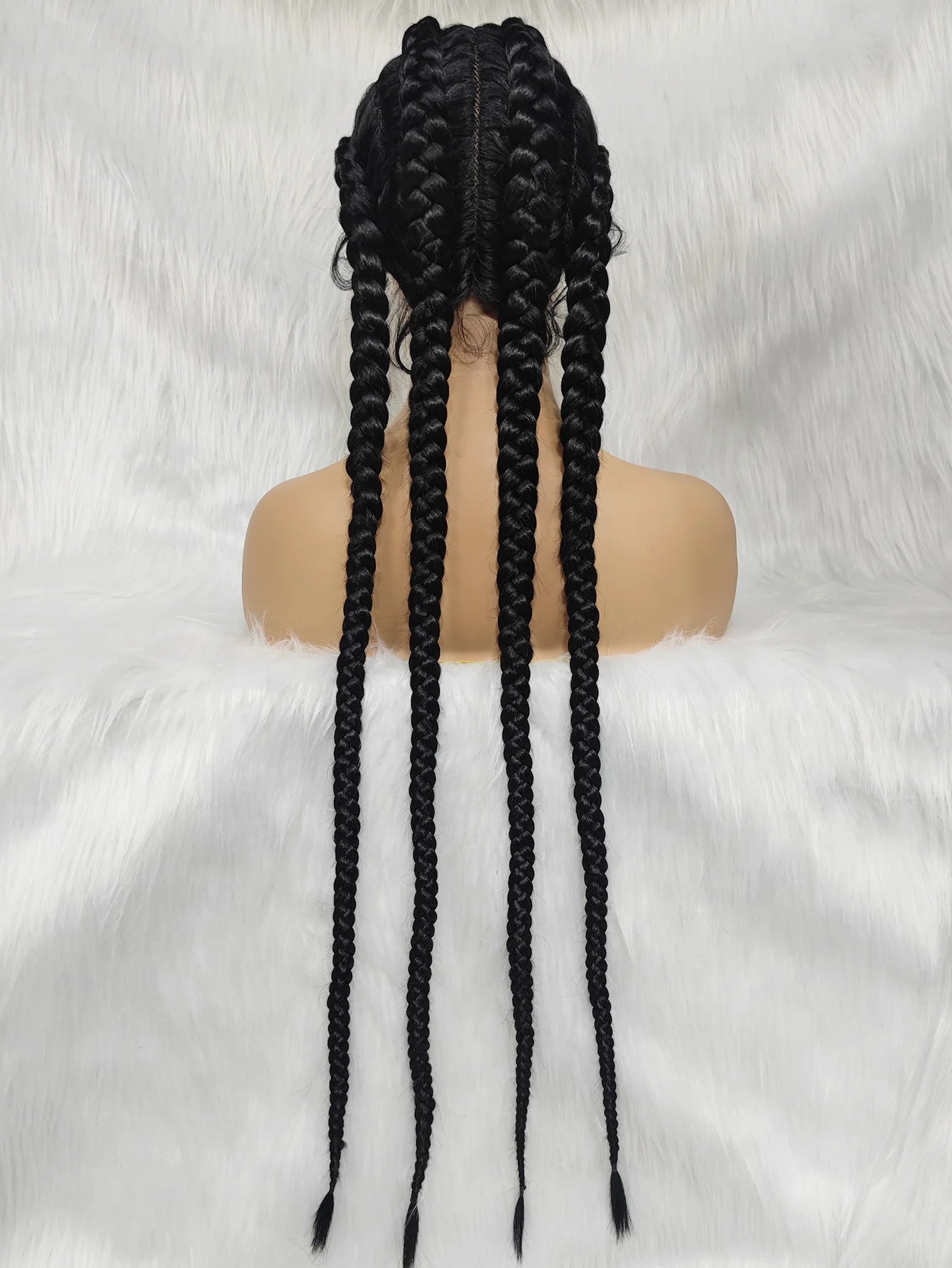 Synthetic Lace Cornrow Box Braids Wig Braided Wigs Burgundy Hair Wig For Black Women American African Wig