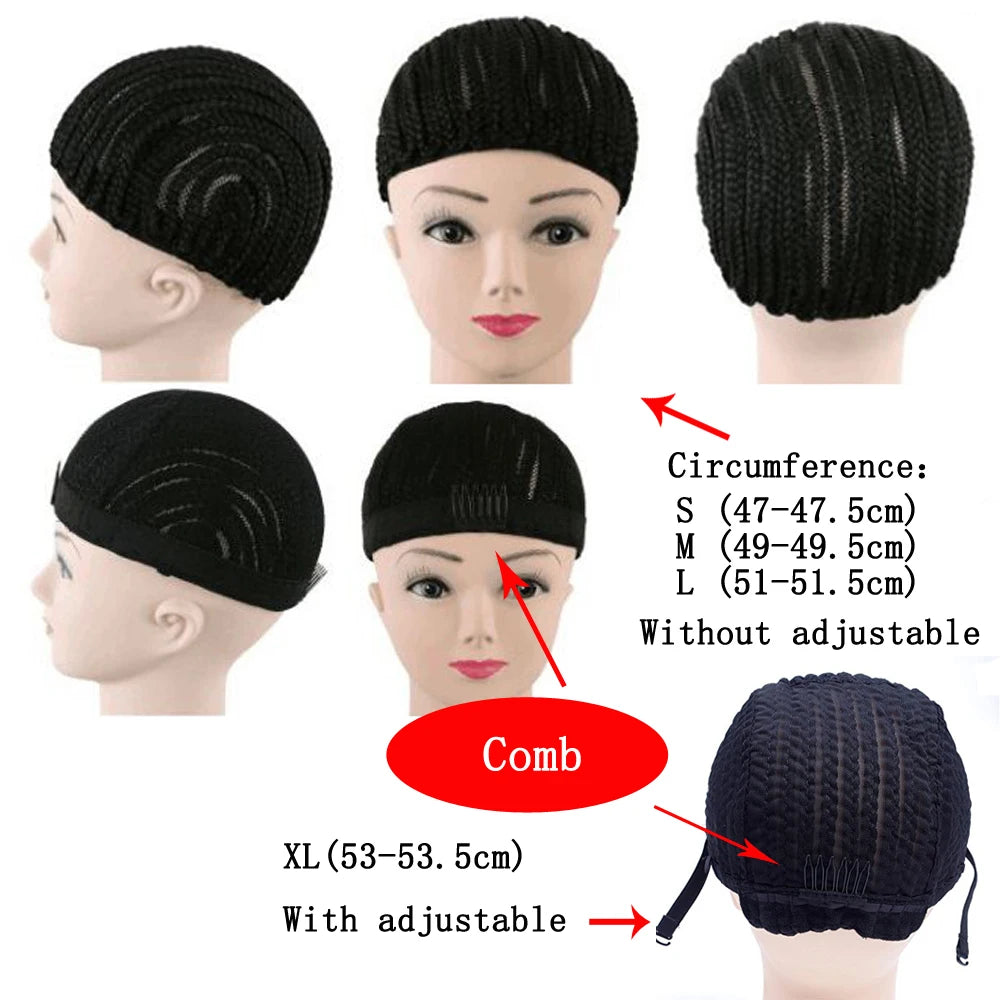 1PCS Black Super Elastic Cornrow Wig Cap for Weave Crochet Braided Hair Top Selling Weaving Braid Wig Net for Making Wigs