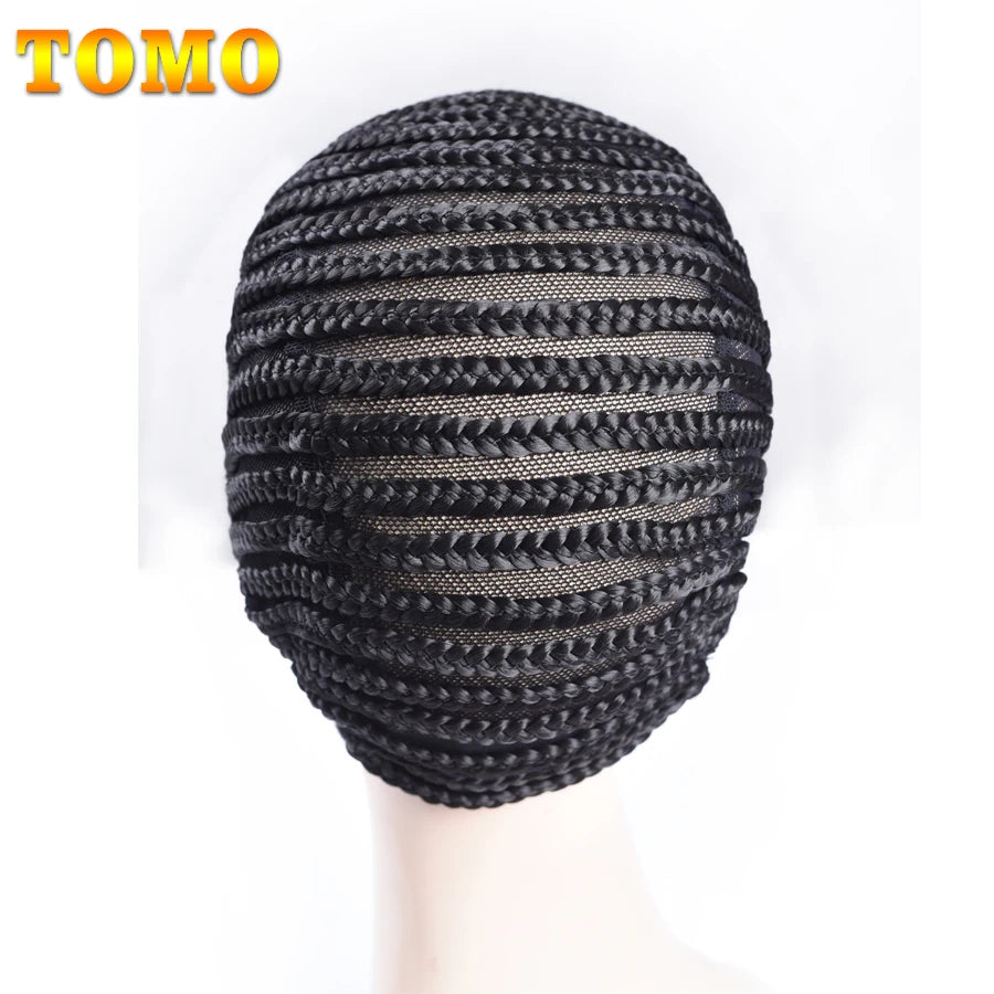 TOMO Black Cornrow Wig Caps With Combs Adjustable Super Elastic Cornrow Cap For Weave Crochet Braid Easy Sew In Cornrow Wig Cap