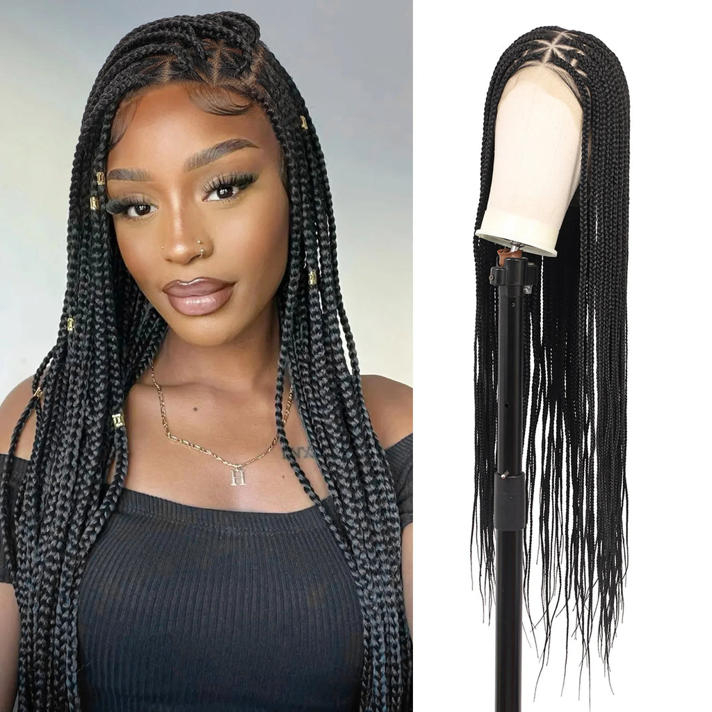 36" Long Triangle Knotless Braid Wig 360 Full Lace for Black Women Offered in 4 Colors Options for Braided Wig
