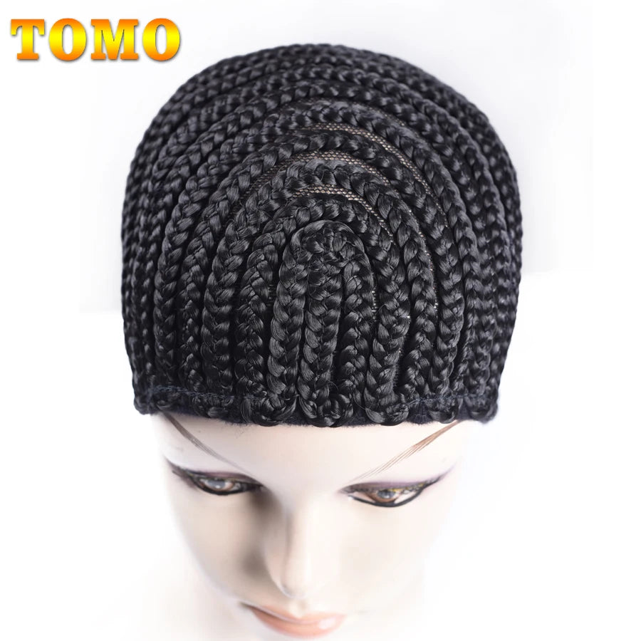 TOMO Black Cornrow Wig Caps With Combs Adjustable Super Elastic Cornrow Cap For Weave Crochet Braid Easy Sew In Cornrow Wig Cap