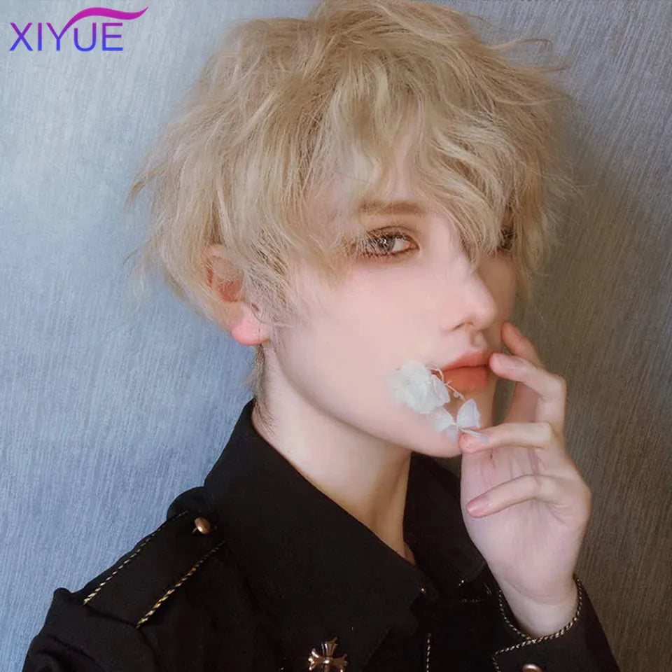Short Synthetic Men's Breathable Wig Brown Men Boy Short Straight Cosplay Men Party Black Heat Resistant Synthetic Hair Wig