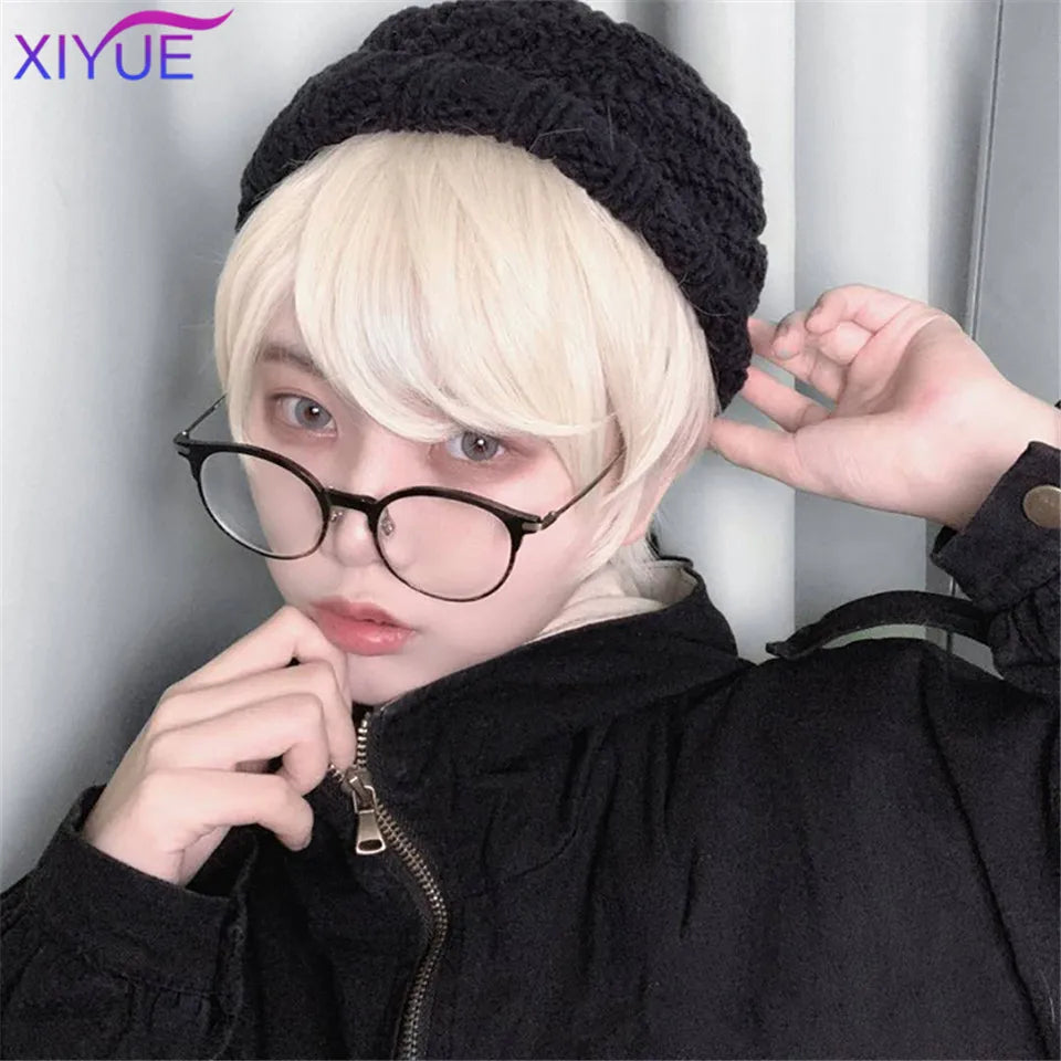 Short Synthetic Men's Breathable Wig Brown Men Boy Short Straight Cosplay Men Party Black Heat Resistant Synthetic Hair Wig