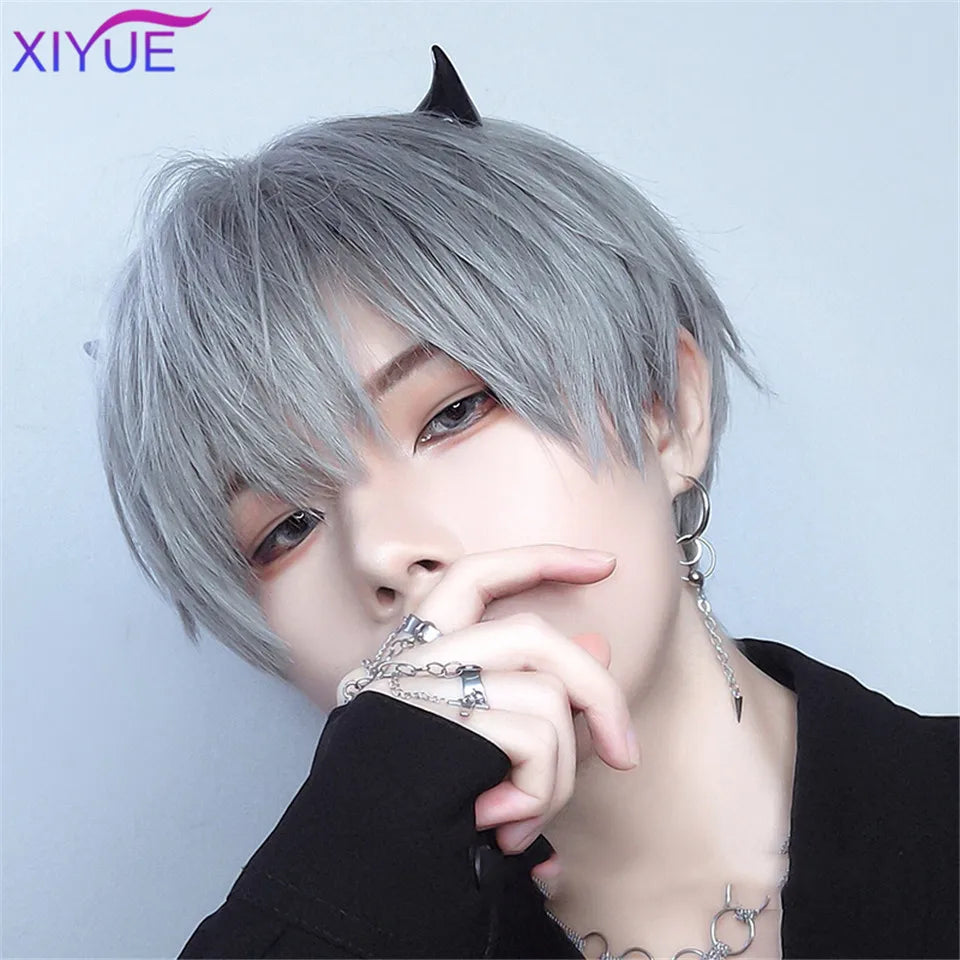 Short Synthetic Men's Breathable Wig Brown Men Boy Short Straight Cosplay Men Party Black Heat Resistant Synthetic Hair Wig