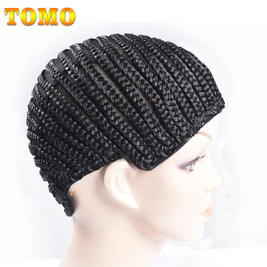 TOMO Black Cornrow Wig Caps With Combs Adjustable Super Elastic Cornrow Cap For Weave Crochet Braid Easy Sew In Cornrow Wig Cap