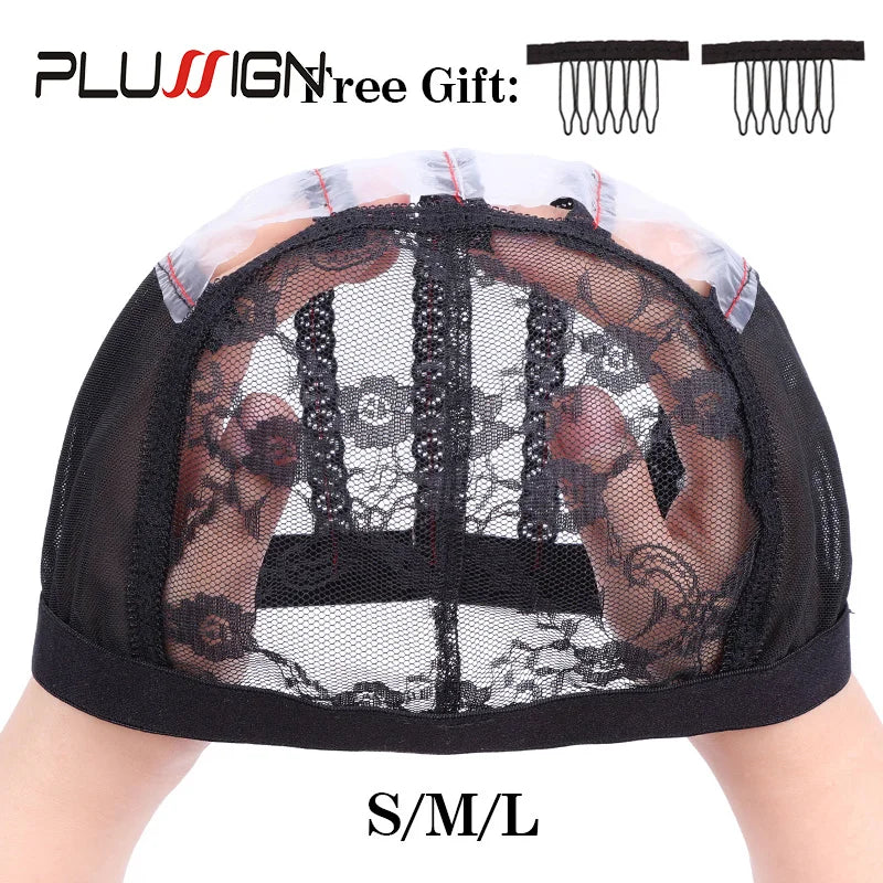 Wig Net Cap Weaving Caps 1pcs Ventilated Wig Cap With 2pcs Wig Combs Hair Clip Wig Making Accessories Dome Mesh Cap Making Tools