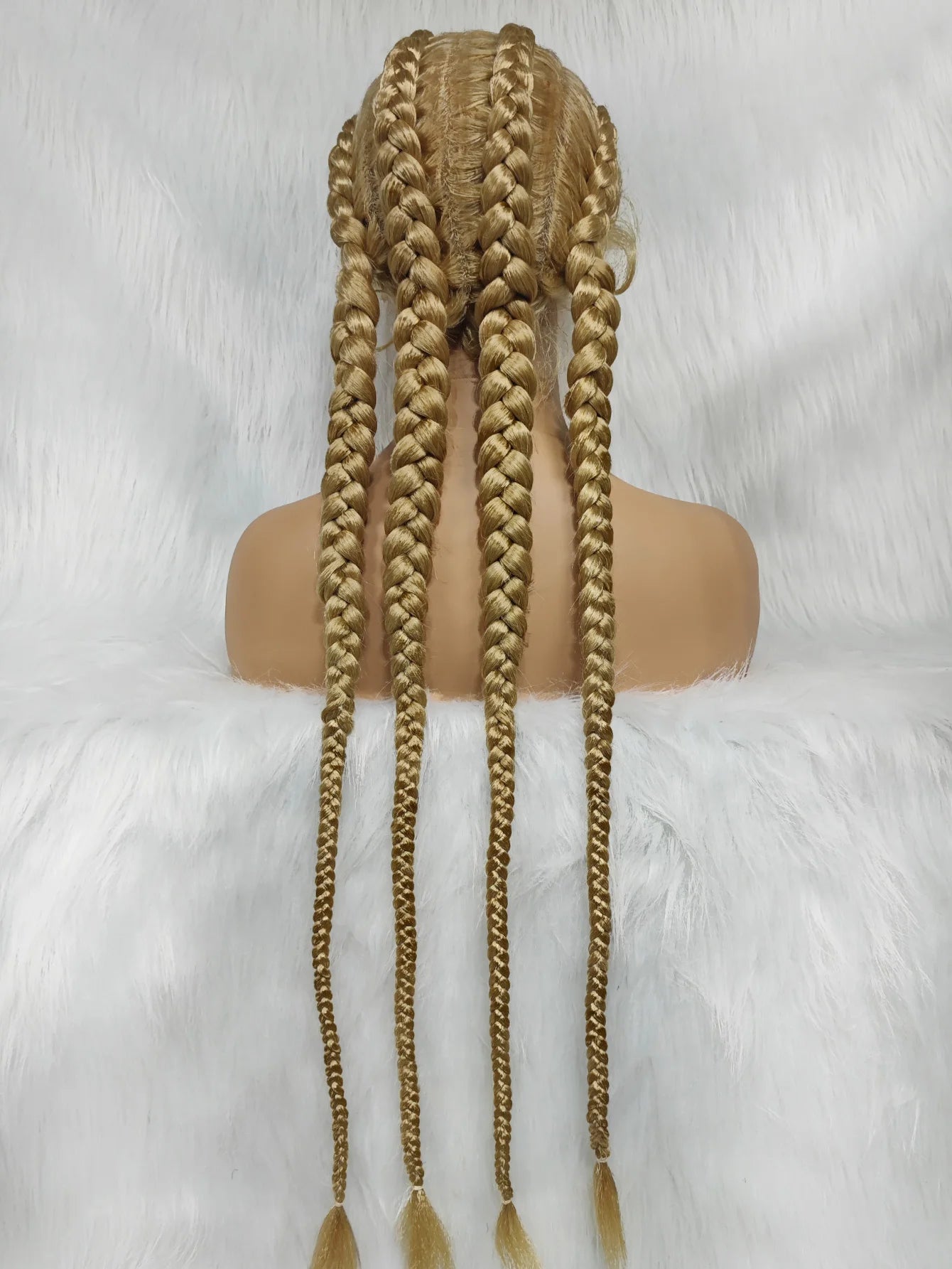 Synthetic Lace Cornrow Box Braids Wig Braided Wigs Burgundy Hair Wig For Black Women American African Wig