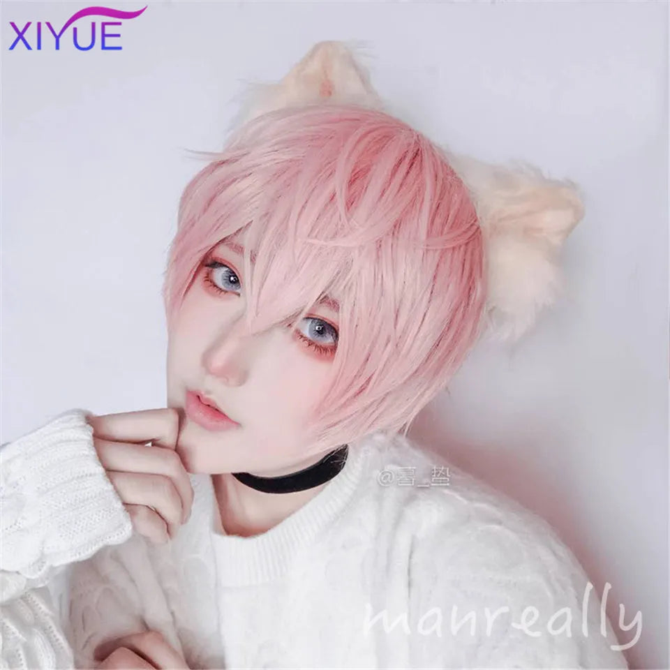 Short Synthetic Men's Breathable Wig Brown Men Boy Short Straight Cosplay Men Party Black Heat Resistant Synthetic Hair Wig