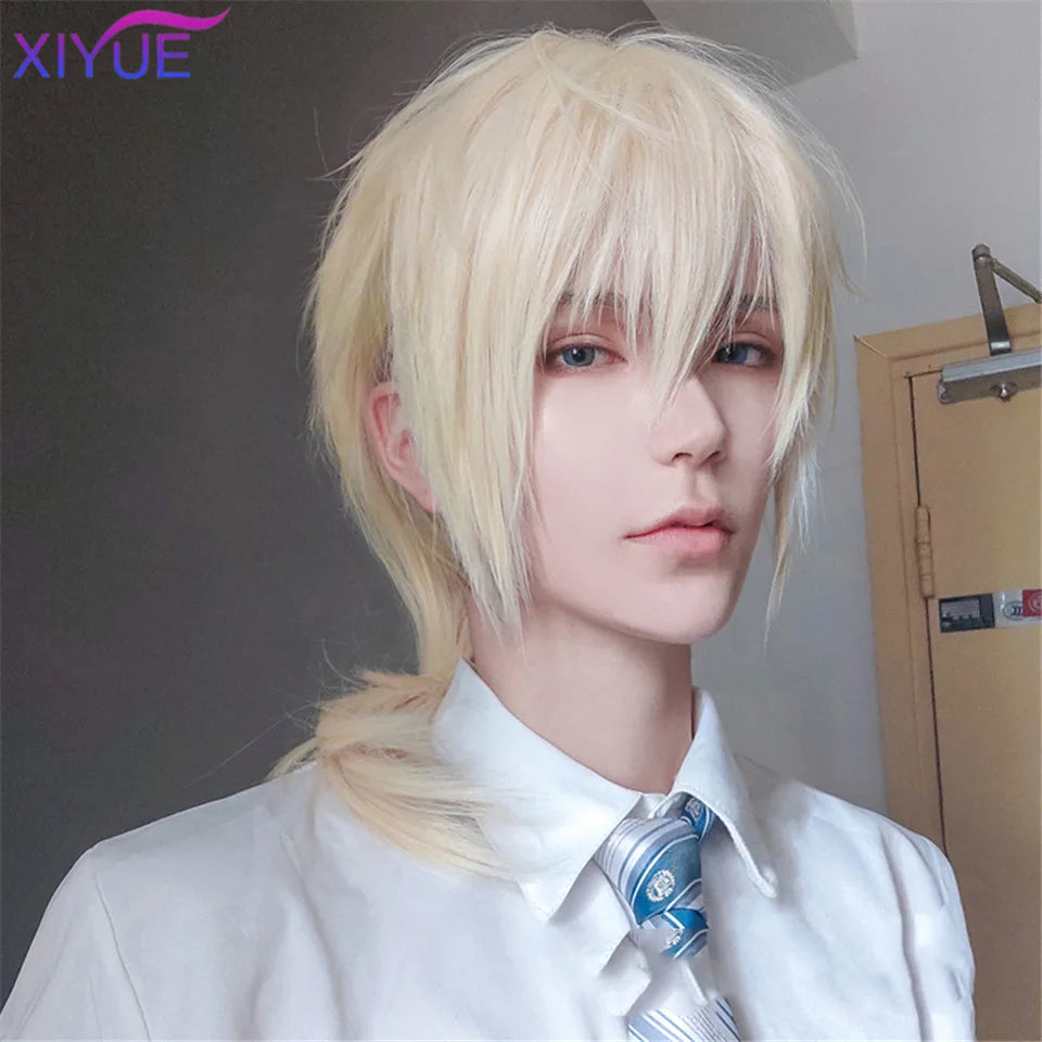 Short Synthetic Men's Breathable Wig Brown Men Boy Short Straight Cosplay Men Party Black Heat Resistant Synthetic Hair Wig