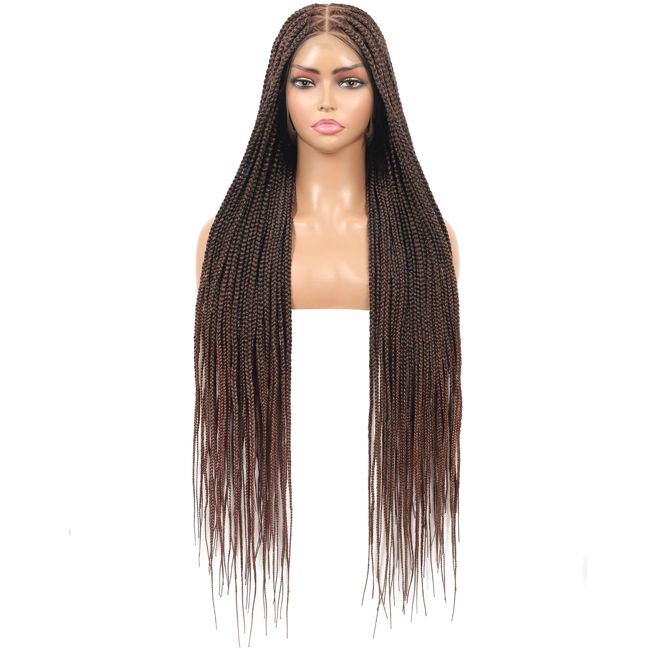 36" Long Triangle Knotless Braid Wig 360 Full Lace for Black Women Offered in 4 Colors Options for Braided Wig