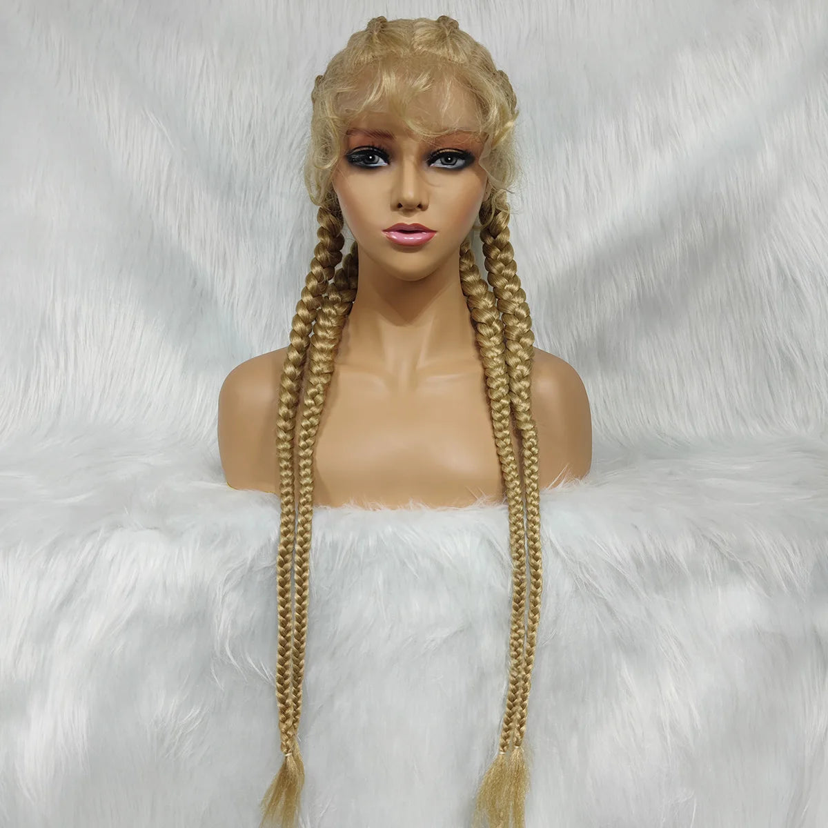 Synthetic Lace Cornrow Box Braids Wig Braided Wigs Burgundy Hair Wig For Black Women American African Wig