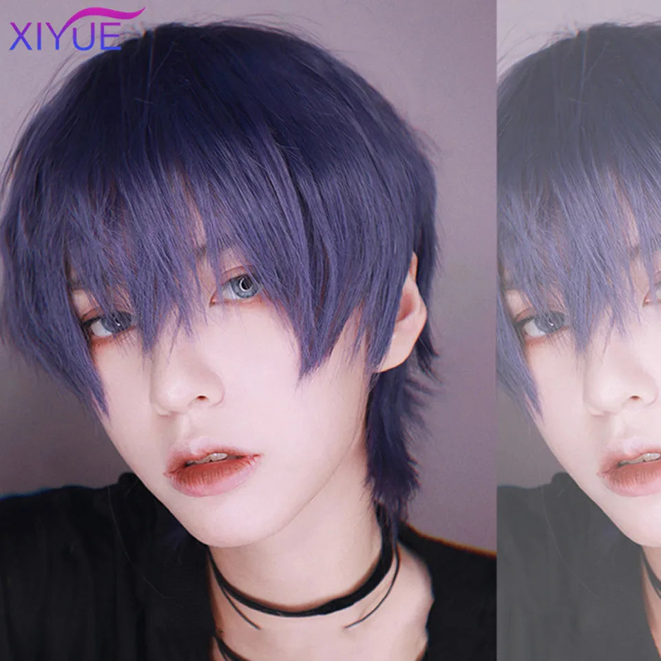 Short Synthetic Men's Breathable Wig Brown Men Boy Short Straight Cosplay Men Party Black Heat Resistant Synthetic Hair Wig