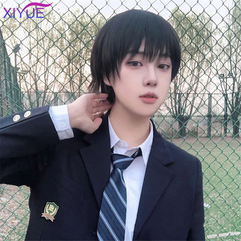 Short Synthetic Men's Breathable Wig Brown Men Boy Short Straight Cosplay Men Party Black Heat Resistant Synthetic Hair Wig