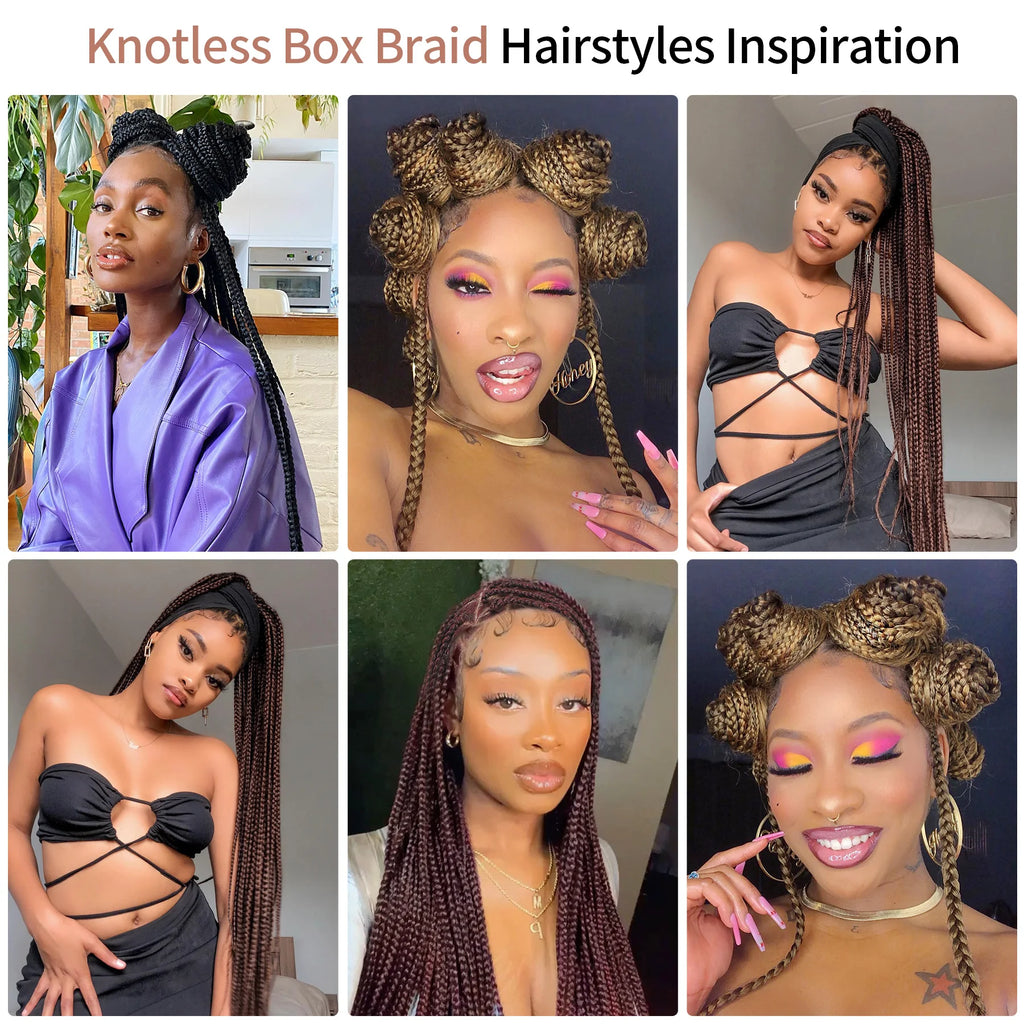 36" Long Triangle Knotless Braid Wig 360 Full Lace for Black Women Offered in 4 Colors Options for Braided Wig