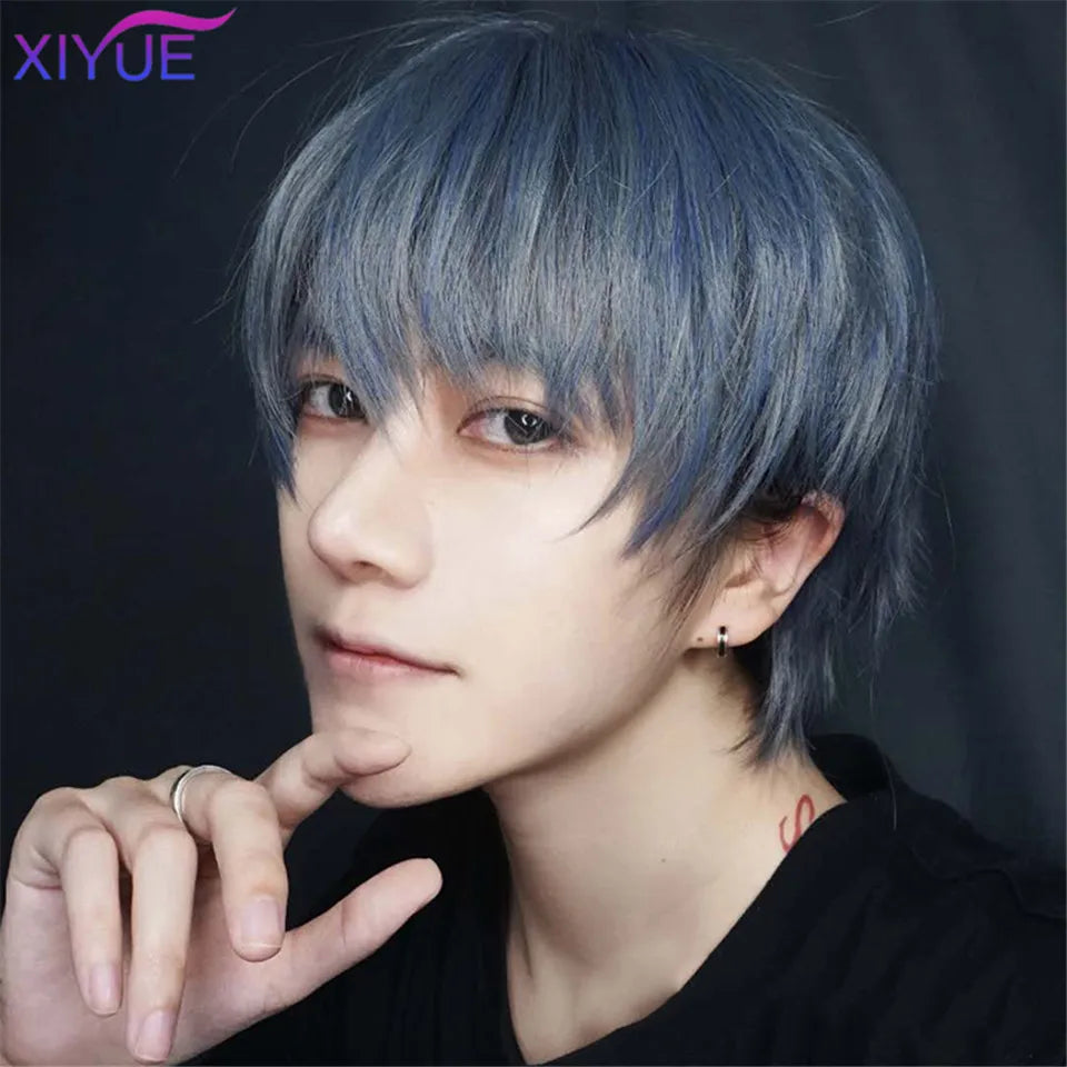 Short Synthetic Men's Breathable Wig Brown Men Boy Short Straight Cosplay Men Party Black Heat Resistant Synthetic Hair Wig