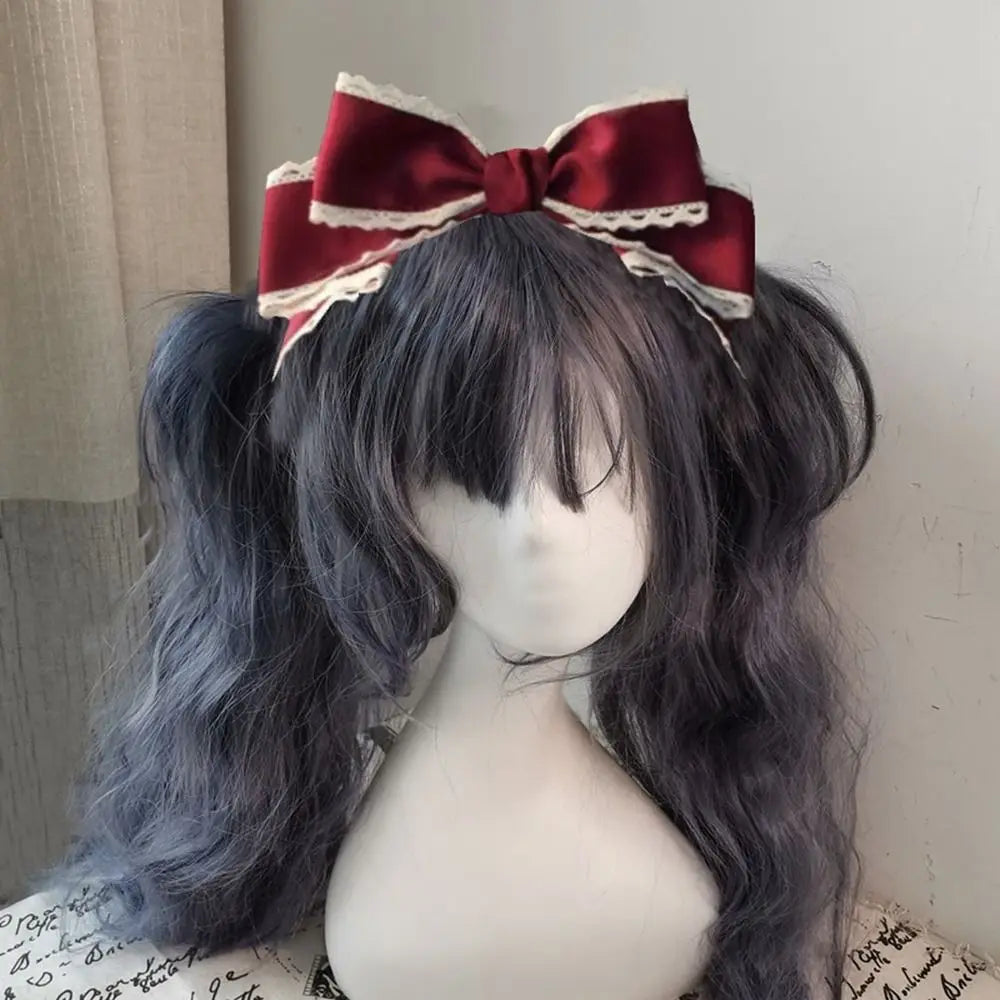 1PC Cute Lolita headband Bowknot Hair Clip Sweet Lolita Cosplay Headdress Lace Ribbon Hairpin Handmade Headwear Anime Hair Decor