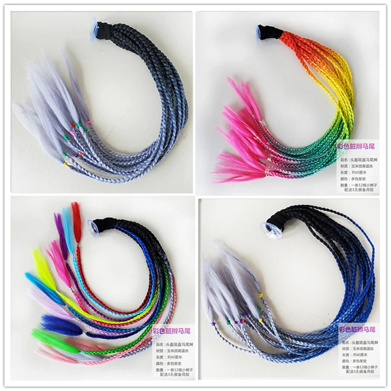 Motorcycle Helmet Braid Pigtails Ponytail With Sucker Motorbike Pigtails Women Men Casco Moto Ponytail Motorcycle Accessories