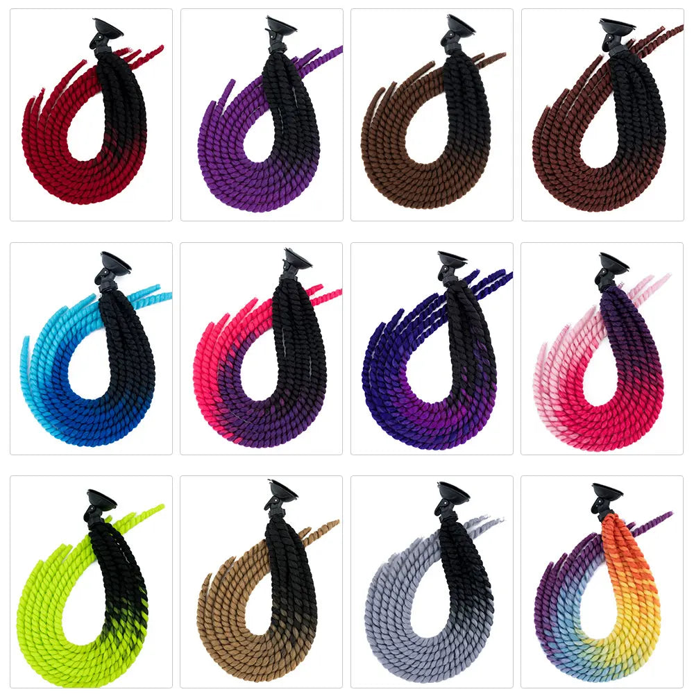 Snoilite 24" Synthetic Ponytail Hair Extensions - Suction Cup Design for Motorcycle Helmets Twist Pigtail - Helmet Not Included