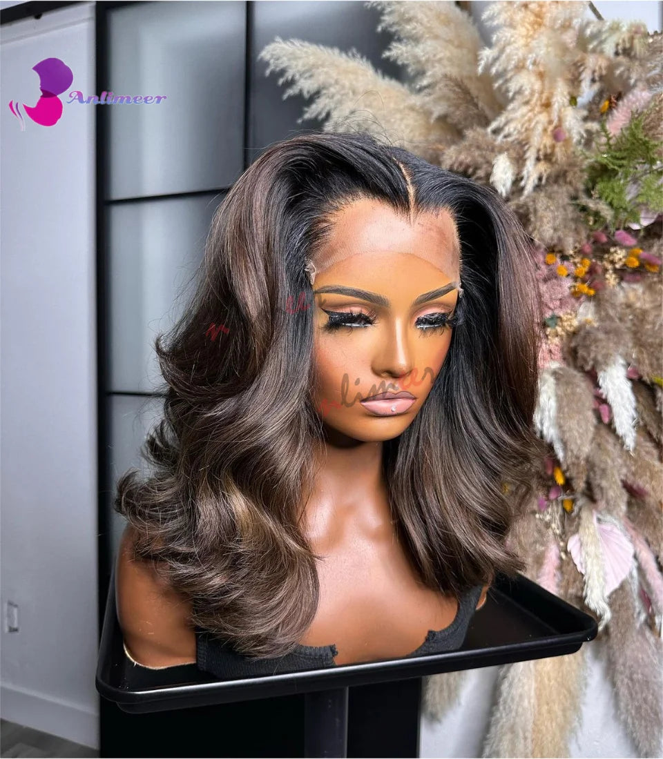 Real Human Hair Wig Short Human Hair Wigs for Black Women 200% Density Lace Front Wig 5x5 Closure Wigs Highlight Wig Human Hair