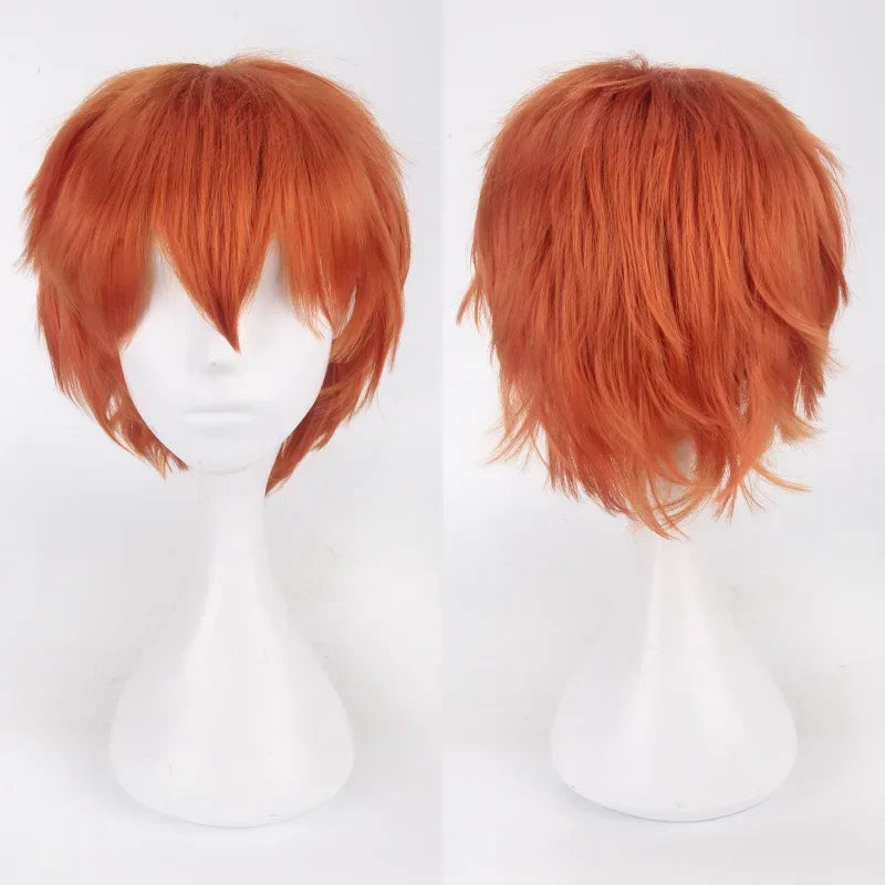 Men Women Synthetic Anime Cosplay Wigs Short Straight Hair Heat Resistance Multicolour Red White Pink Gray Brown