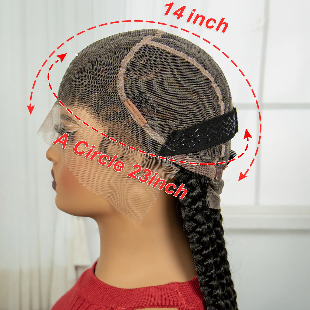 Handmade Cornrow Braided Wigs 36Inch Synthetic Lace Frontal BraidingHair Wigs Knotless Braids Wigs for Black Women