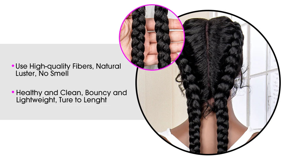 36 Inches Cornrow Braided Wigs Synthetic Lace Front Braids Wigs for Black Women Long Lace Wigs Double Braid Knotless