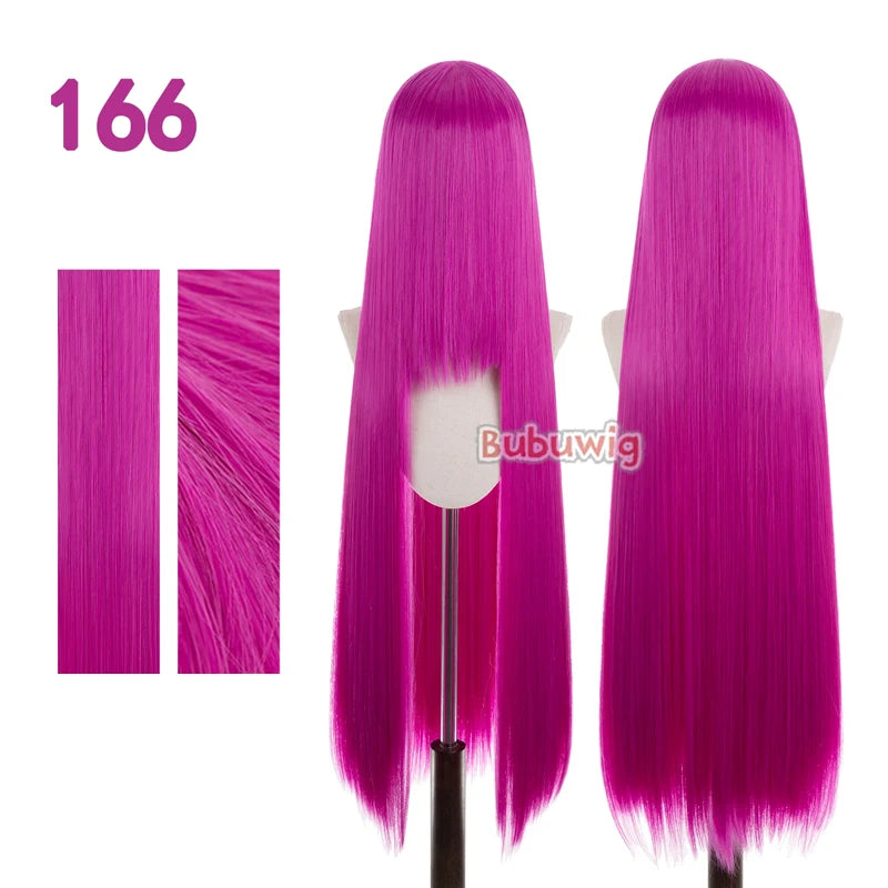 Bubuwig Synthetic Hair 100cm Long Straight Pure Color Cosplay Wigs Over 100 Colors Pink Orange Blonde Green Wig Heat Resistant