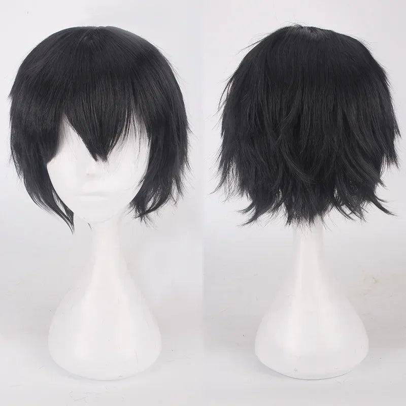 Men Women Synthetic Anime Cosplay Wigs Short Straight Hair Heat Resistance Multicolour Red White Pink Gray Brown